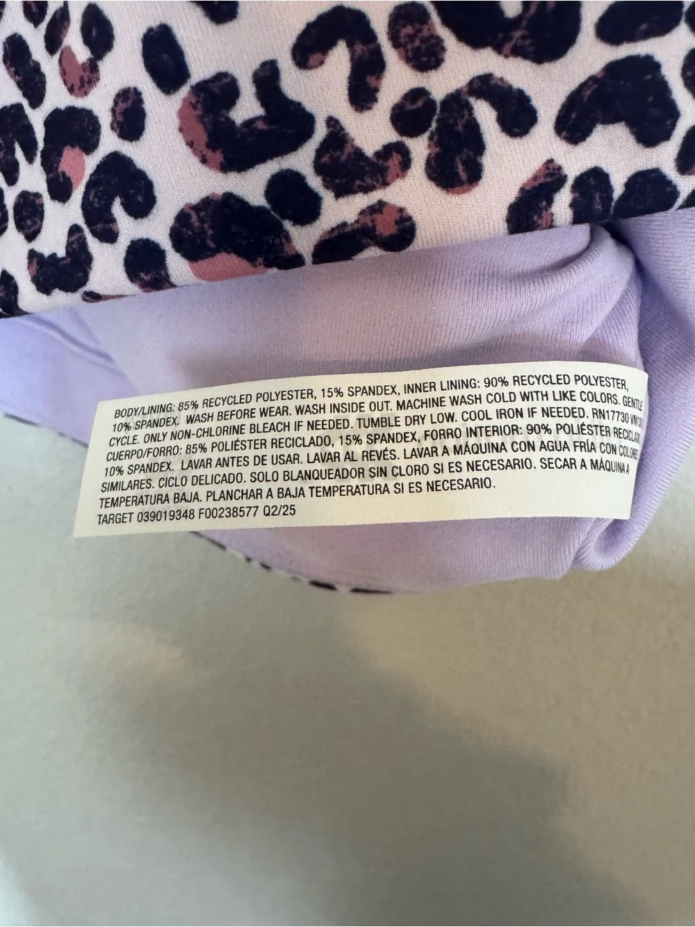 New all in motion Purple Leopard Print Strappy Sports Bra L (10/12) Kid Girls